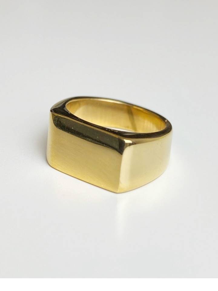 SOLID GOLD PLAIN HIGH FINISH 18K PURE GOLD MEN RING