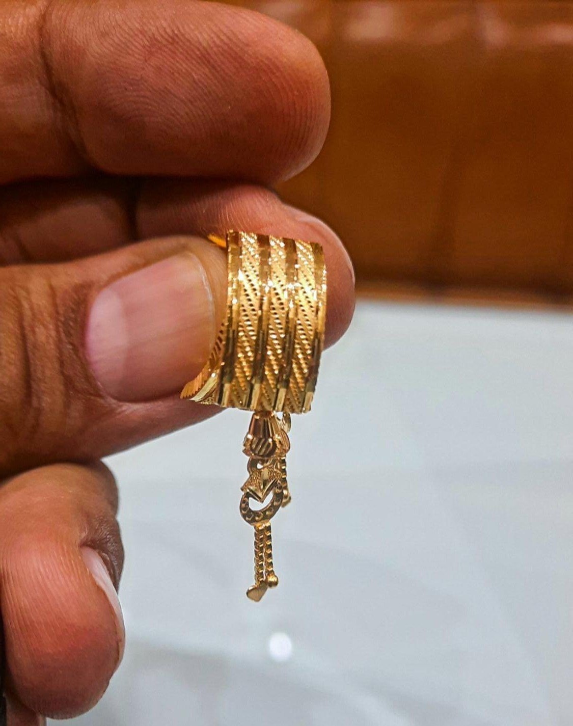 Tops J Shape Gold Earrings 22k Pure Gold
