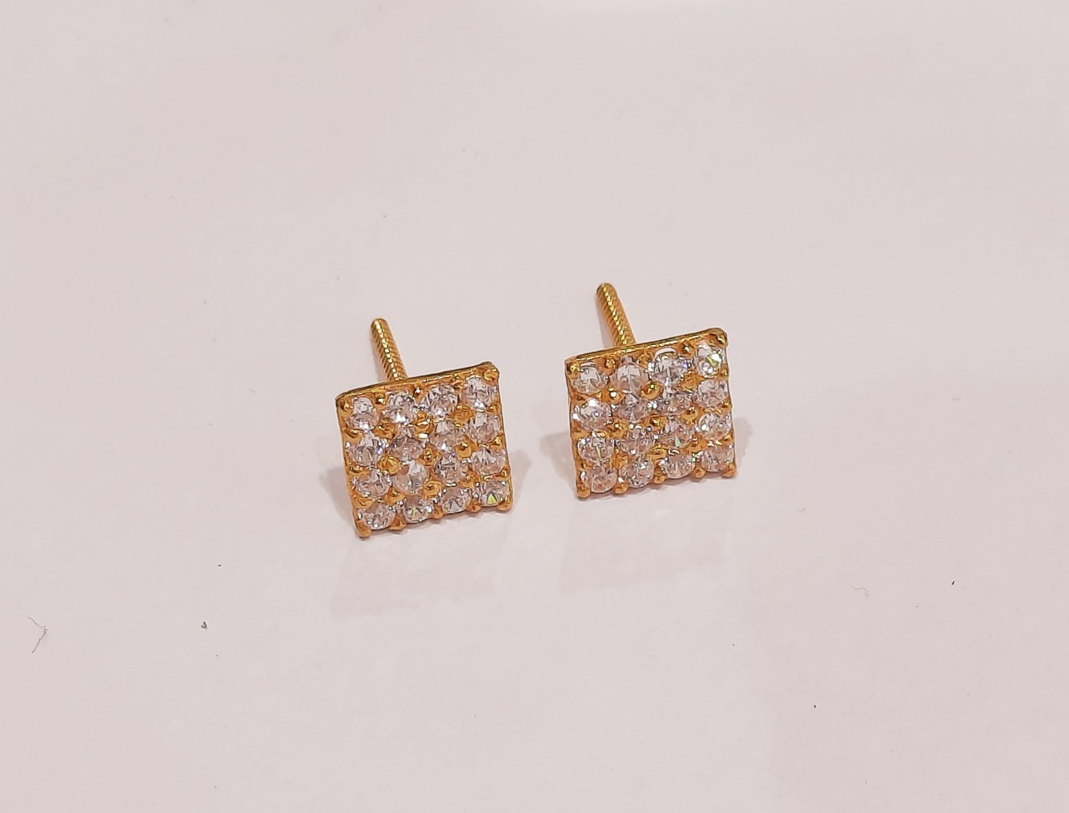Gold Square Studded Earrings