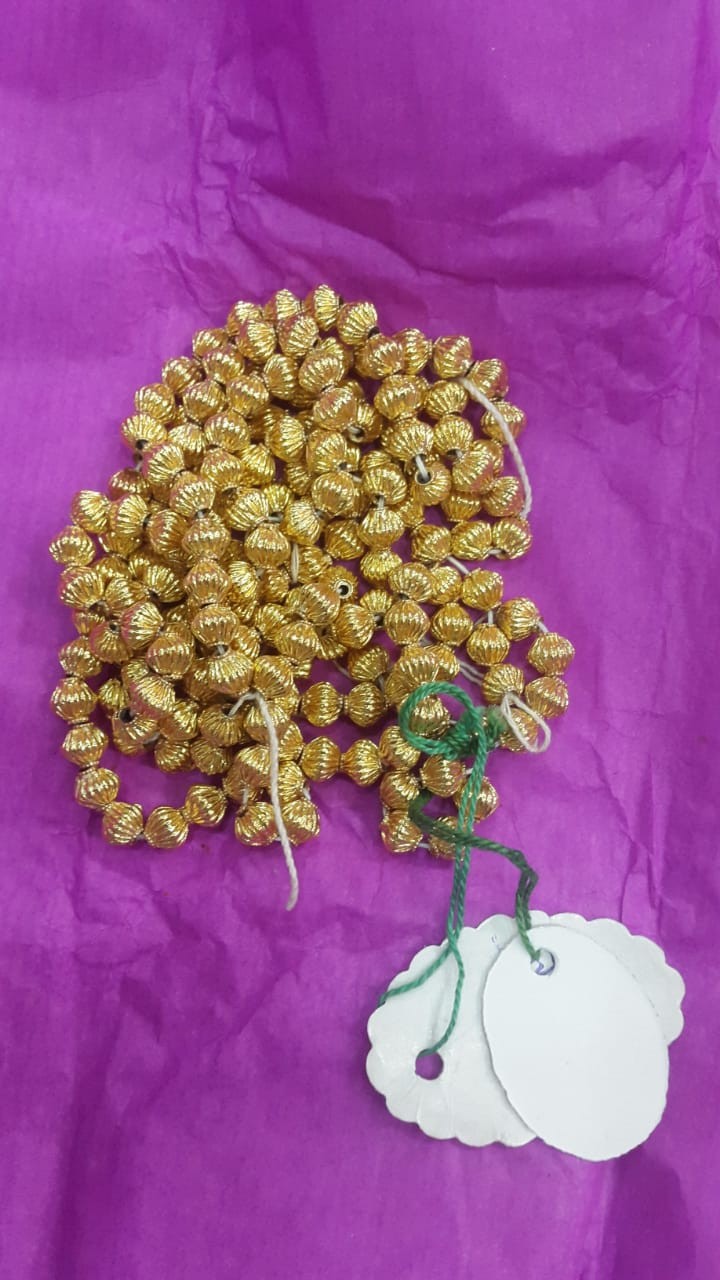 Real Gold Mellon Shaped  Ribbed beads Wax Filled